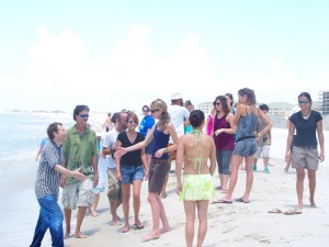 Sharing positive energy after Hands Across the Sand on Dauphin Island, photographed June 26, 2010 by Theresa Robinson