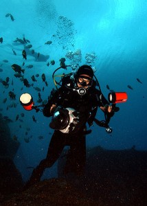 Navy diver off the coast of Panama City, Florida